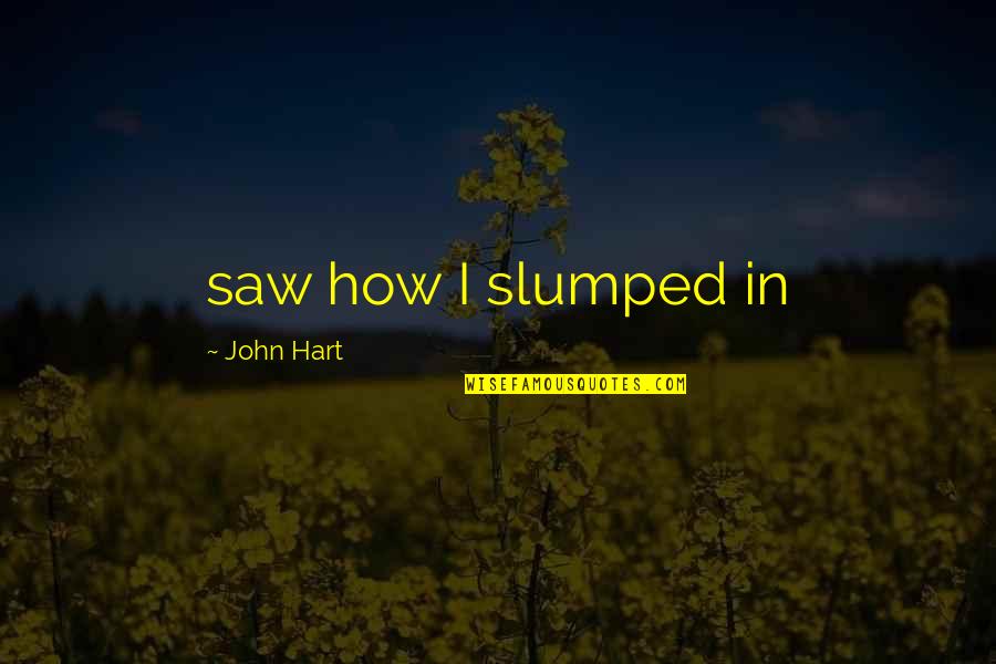 Sports And Games Short Quotes By John Hart: saw how I slumped in