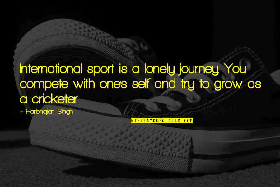 Sports Compete Quotes By Harbhajan Singh: International sport is a lonely journey. You compete