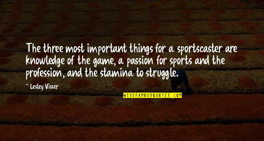Sports Passion Quotes By Lesley Visser: The three most important things for a sportscaster