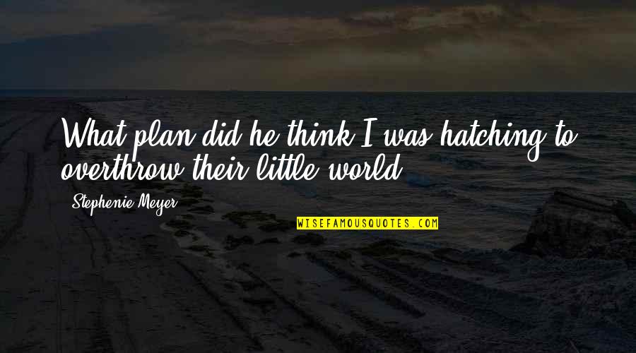 Sposedto Quotes By Stephenie Meyer: What plan did he think I was hatching Sposedto Quotes By Stephenie Meyer: What plan did he think I was hatching