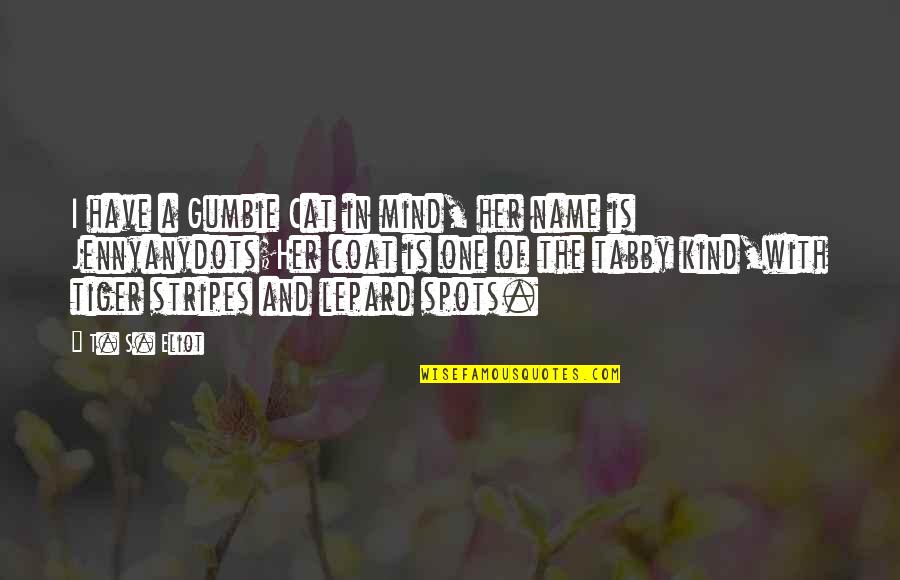 Spots And Stripes Quotes By T. S. Eliot: I have a Gumbie Cat in mind, her
