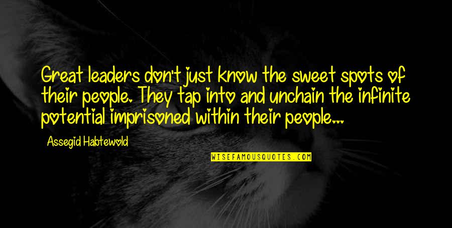 Spots Quotes By Assegid Habtewold: Great leaders don't just know the sweet spots