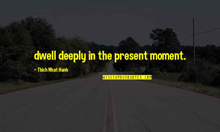Sprawling Quotes By Thich Nhat Hanh: dwell deeply in the present moment. Sprawling Quotes By Thich Nhat Hanh: dwell deeply in the present moment.