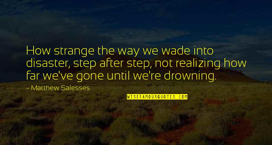 Sprayed Quotes By Matthew Salesses: How strange the way we wade into disaster,