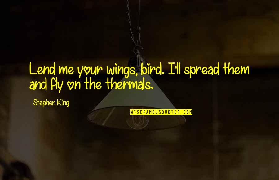 Spread My Wings And Fly Quotes By Stephen King: Lend me your wings, bird. I'll spread them