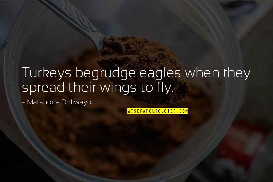 Spread Wings Quotes By Matshona Dhliwayo: Turkeys begrudge eagles when they spread their wings