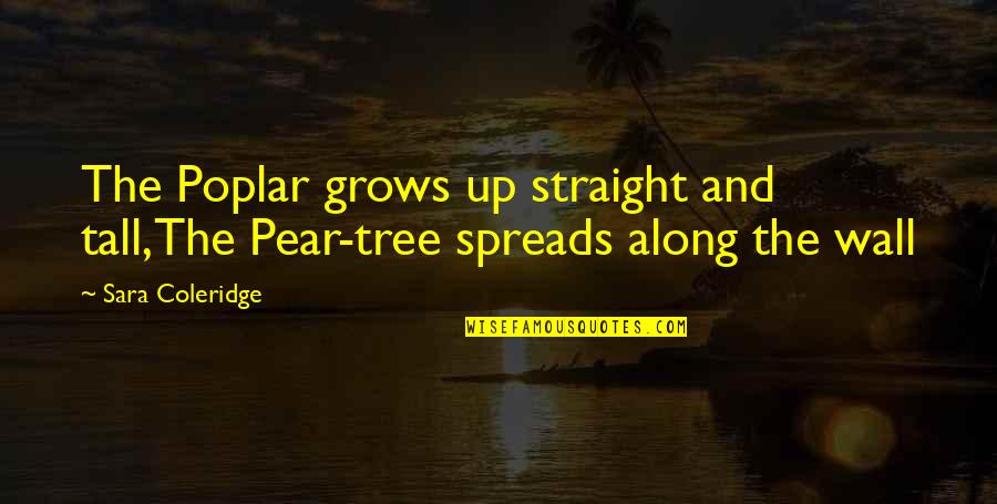 Spreads Quotes By Sara Coleridge: The Poplar grows up straight and tall,The Pear-tree