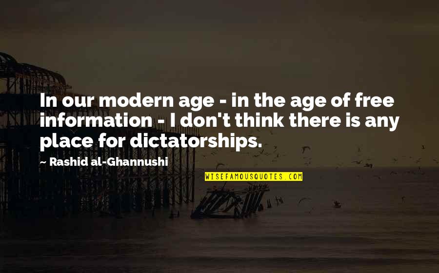 Sprecher Quotes By Rashid Al-Ghannushi: In our modern age - in the age Sprecher Quotes By Rashid Al-Ghannushi: In our modern age - in the age