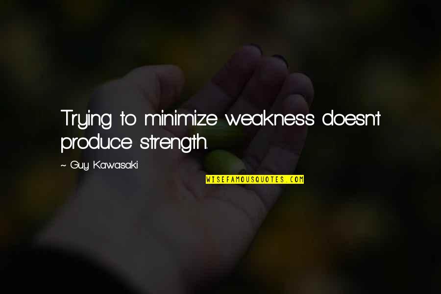 Spriggans Thorn Quotes By Guy Kawasaki: Trying to minimize weakness doesn't produce strength.