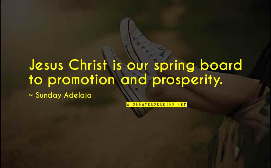 Spring Board Quotes By Sunday Adelaja: Jesus Christ is our spring board to promotion