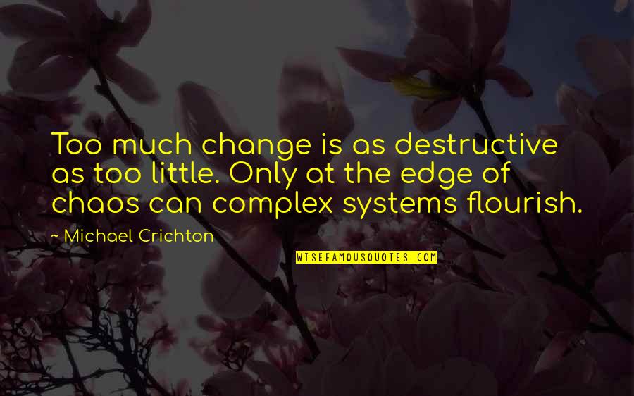 Spring Braker Quotes By Michael Crichton: Too much change is as destructive as too Spring Braker Quotes By Michael Crichton: Too much change is as destructive as too