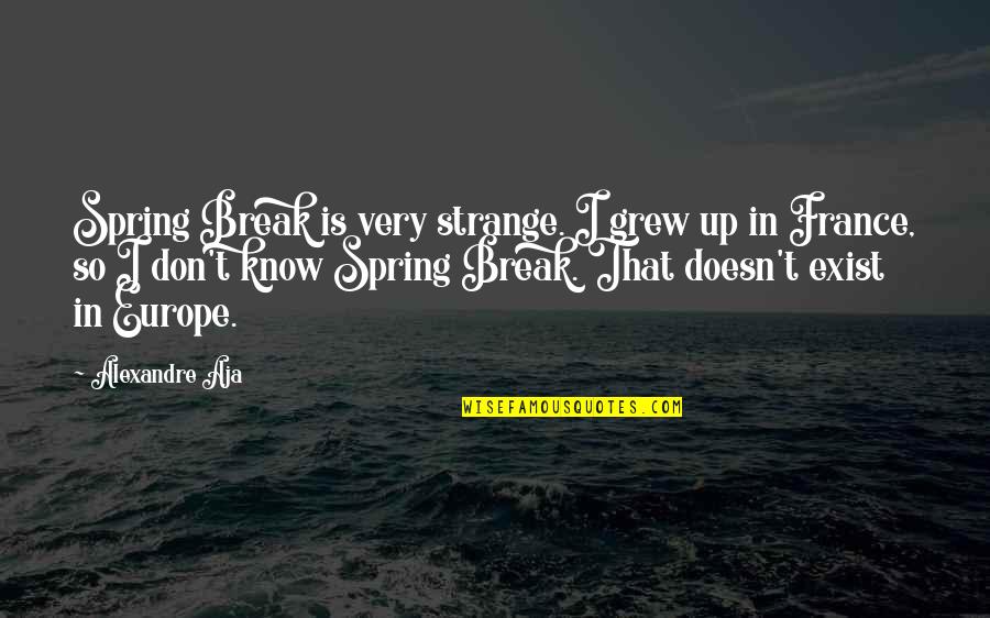 Spring Break Over Quotes By Alexandre Aja: Spring Break is very strange. I grew up