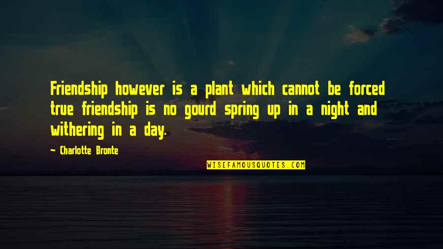 Spring Friendship Quotes By Charlotte Bronte: Friendship however is a plant which cannot be