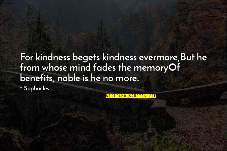 Spring Green Quotes By Sophocles: For kindness begets kindness evermore,But he from whose