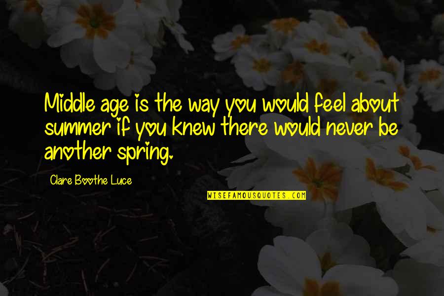 Spring Is On Its Way Quotes By Clare Boothe Luce: Middle age is the way you would feel