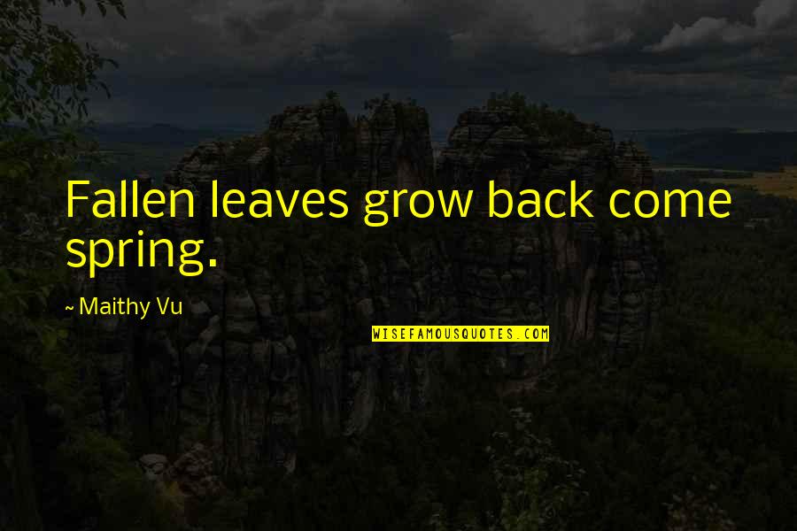 Spring Leaves Quotes By Maithy Vu: Fallen leaves grow back come spring. Spring Leaves Quotes By Maithy Vu: Fallen leaves grow back come spring.