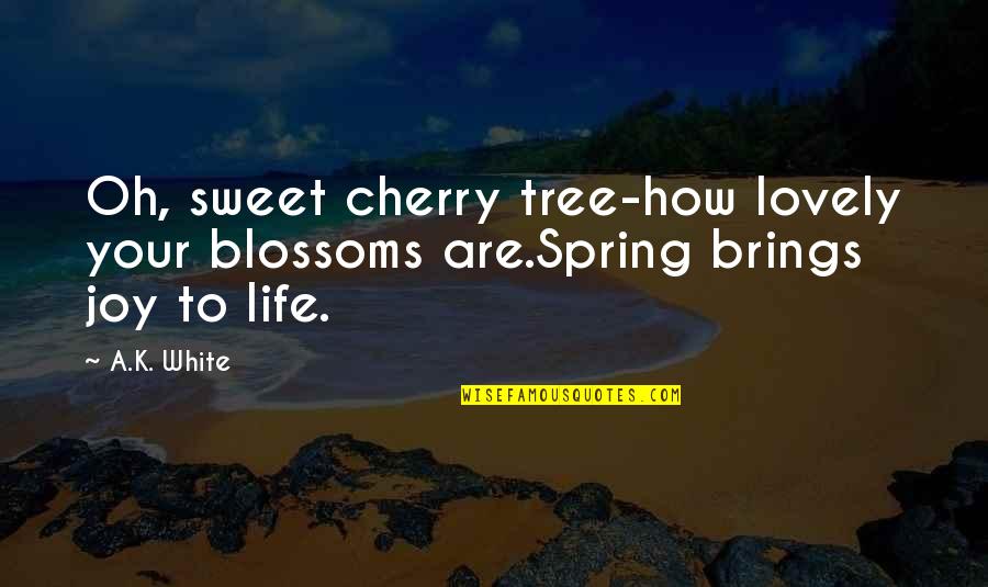 Spring Life Quotes By A.K. White: Oh, sweet cherry tree-how lovely your blossoms are.Spring