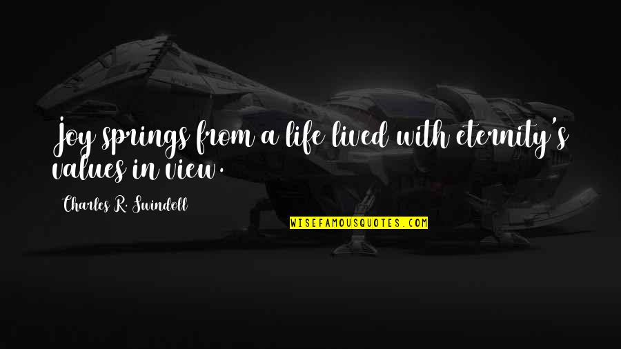 Spring Life Quotes By Charles R. Swindoll: Joy springs from a life lived with eternity's Spring Life Quotes By Charles R. Swindoll: Joy springs from a life lived with eternity's