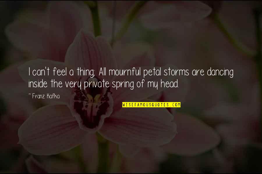 Spring Storms Quotes By Franz Kafka: I can't feel a thing; All mournful petal