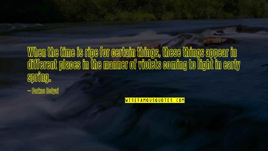 Spring Time Quotes By Farkas Bolyai: When the time is ripe for certain things,