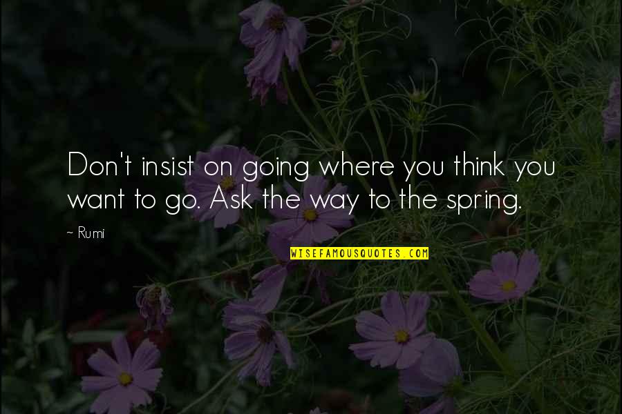 Spring Where R Quotes By Rumi: Don't insist on going where you think you