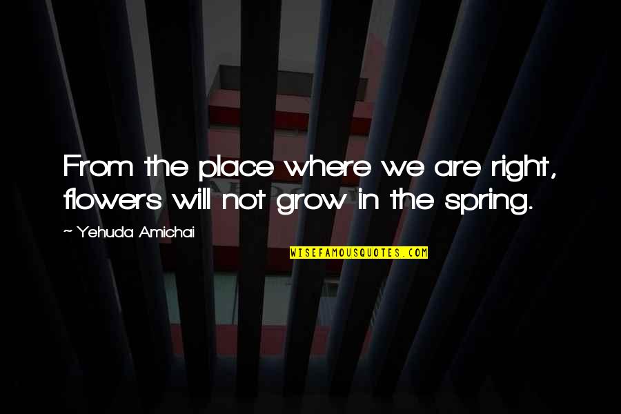 Spring Where R Quotes By Yehuda Amichai: From the place where we are right, flowers