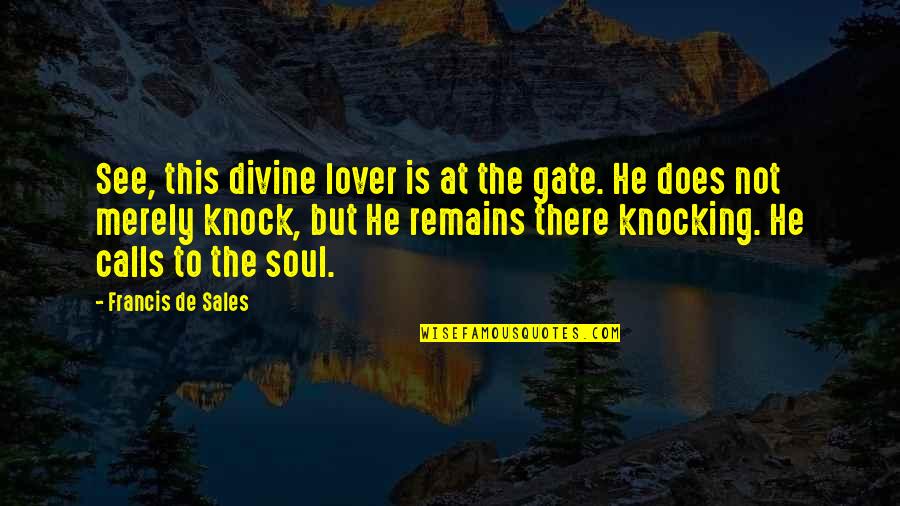 Springboards For Sale Quotes By Francis De Sales: See, this divine lover is at the gate. Springboards For Sale Quotes By Francis De Sales: See, this divine lover is at the gate.