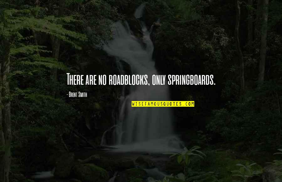 Springboards Quotes By Brent Smith: There are no roadblocks, only springboards.
