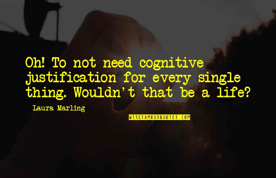 Springsteens Telecaster Quotes By Laura Marling: Oh! To not need cognitive justification for every Springsteens Telecaster Quotes By Laura Marling: Oh! To not need cognitive justification for every