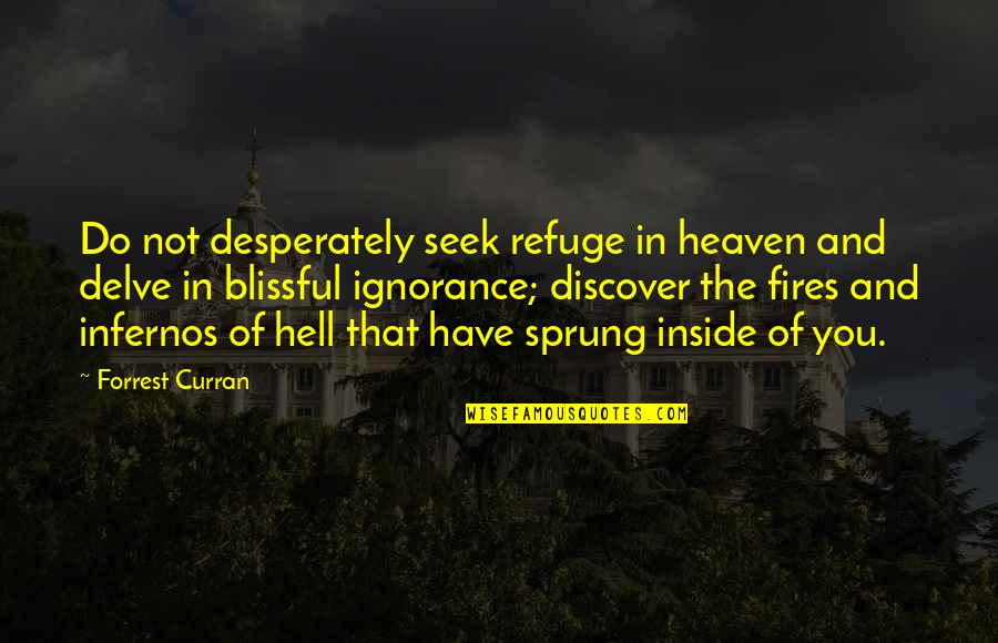 Sprung On You Quotes By Forrest Curran: Do not desperately seek refuge in heaven and Sprung On You Quotes By Forrest Curran: Do not desperately seek refuge in heaven and