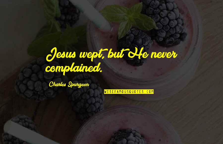 Spurgeon Charles Quotes By Charles Spurgeon: Jesus wept, but He never complained.