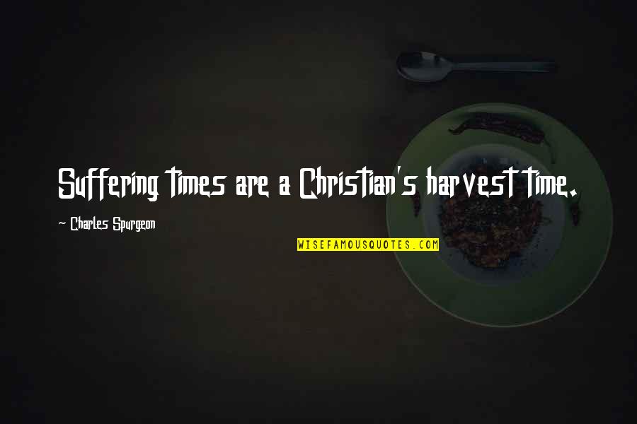 Spurgeon's Quotes By Charles Spurgeon: Suffering times are a Christian's harvest time. Spurgeon's Quotes By Charles Spurgeon: Suffering times are a Christian's harvest time.