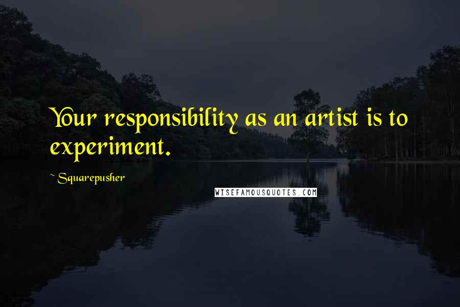 Squarepusher quotes: Your responsibility as an artist is to experiment.