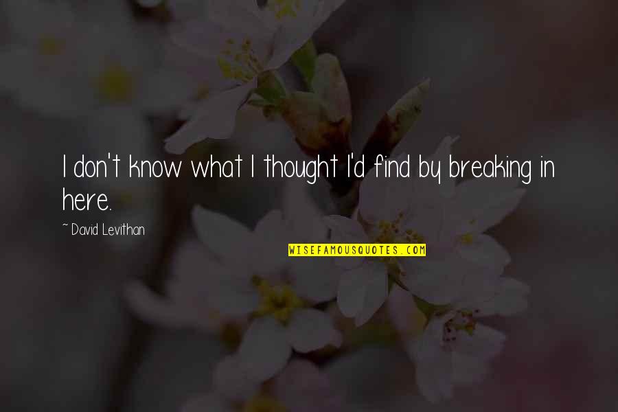 Squashy Quack Quotes By David Levithan: I don't know what I thought I'd find