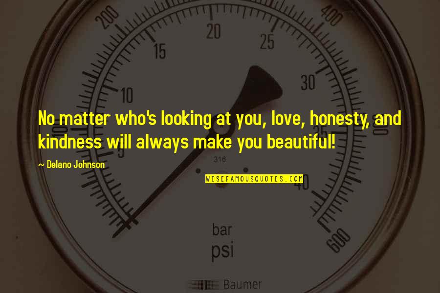 Squeaky Door Quotes By Delano Johnson: No matter who's looking at you, love, honesty,