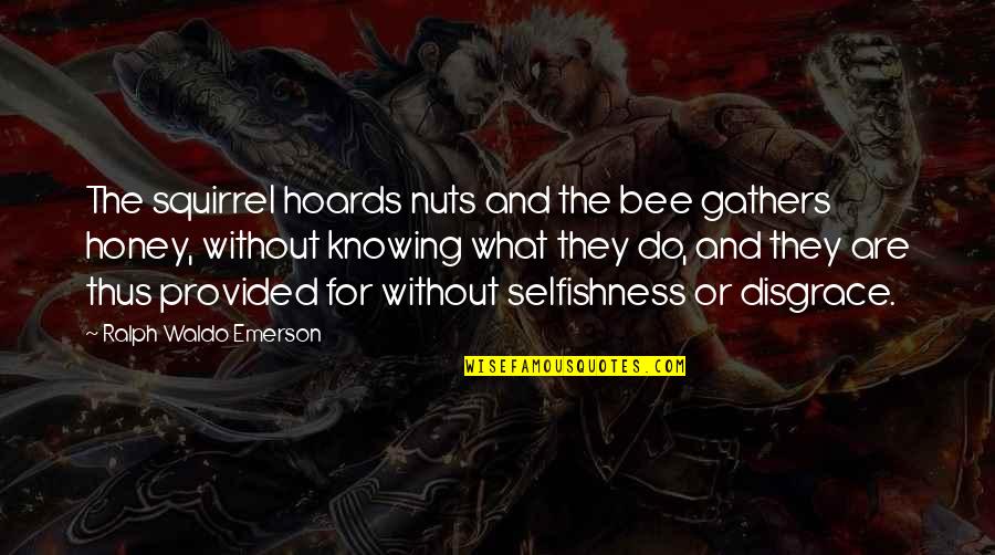 Squirrel Quotes By Ralph Waldo Emerson: The squirrel hoards nuts and the bee gathers