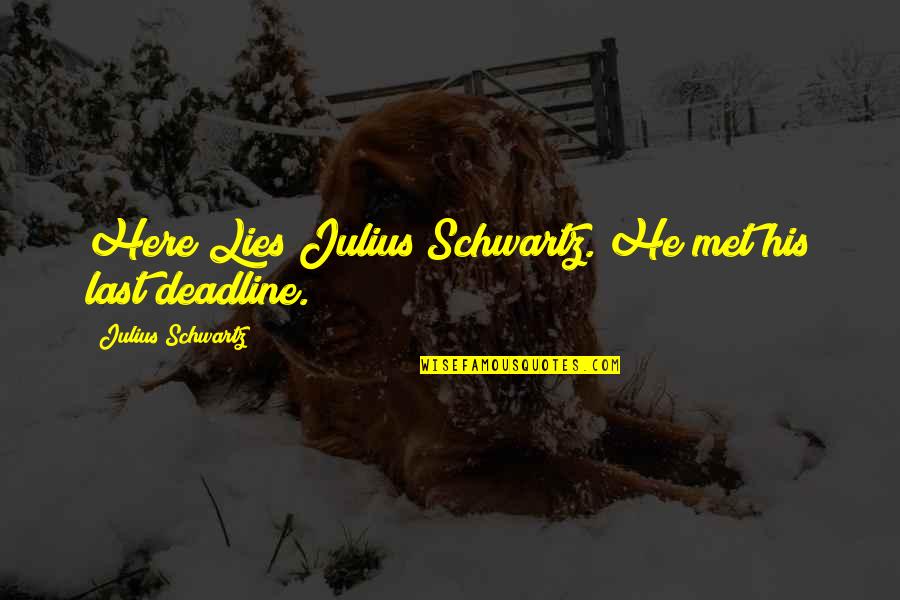 Squishiness Quotes By Julius Schwartz: Here Lies Julius Schwartz. He met his last