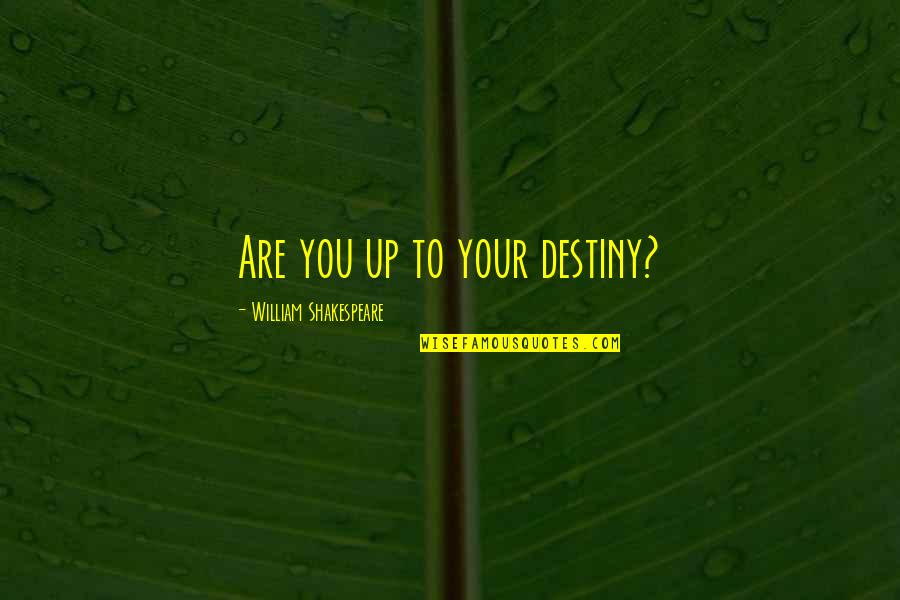Sredni Vollmer Quotes By William Shakespeare: Are you up to your destiny?