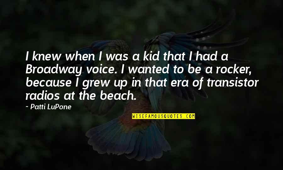 Sree Buddha Famous Quotes By Patti LuPone: I knew when I was a kid that