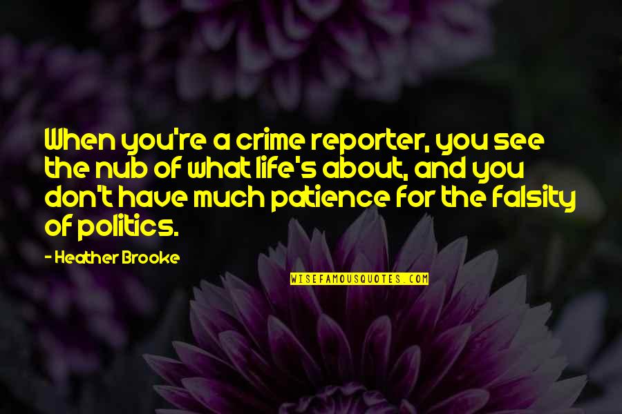 Sreelatha Chalasani Quotes By Heather Brooke: When you're a crime reporter, you see the Sreelatha Chalasani Quotes By Heather Brooke: When you're a crime reporter, you see the
