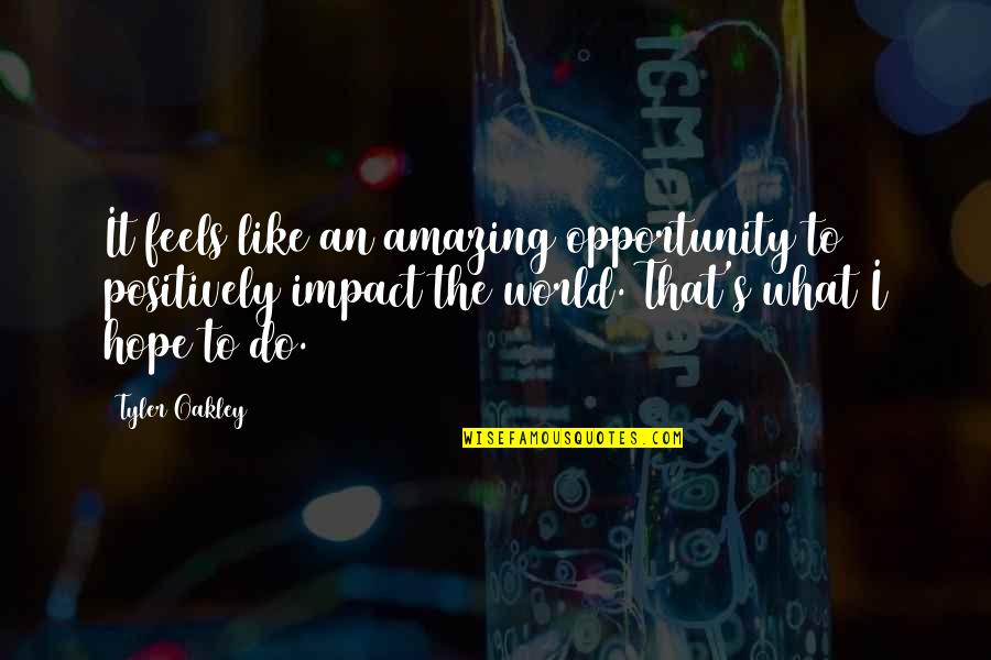 Sri Atmananda Quotes By Tyler Oakley: It feels like an amazing opportunity to positively Sri Atmananda Quotes By Tyler Oakley: It feels like an amazing opportunity to positively
