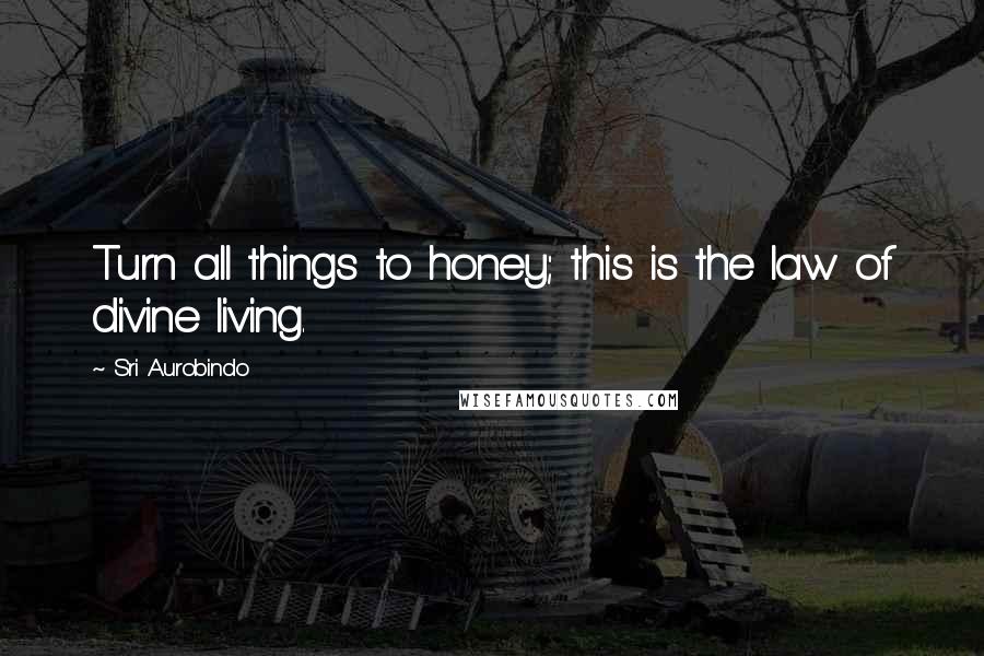 Sri Aurobindo quotes: Turn all things to honey; this is the law of divine living.