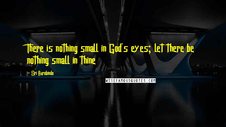 Sri Aurobindo quotes: There is nothing small in God's eyes; let there be nothing small in thine