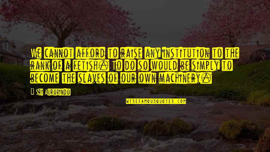 Sri Aurobindo Quotes By Sri Aurobindo: We cannot afford to raise any institution to