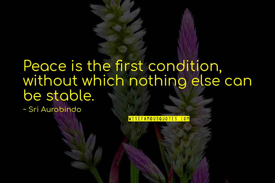 Sri Aurobindo Quotes By Sri Aurobindo: Peace is the first condition, without which nothing