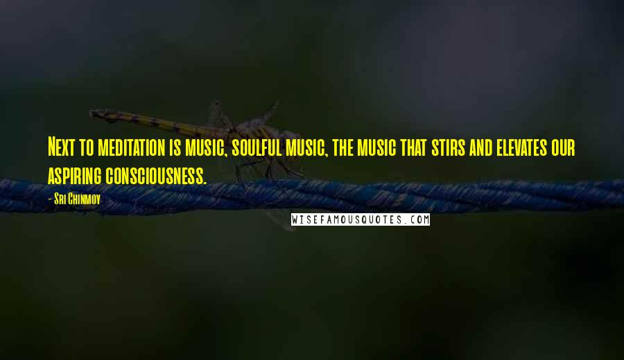 Sri Chinmoy quotes: Next to meditation is music, soulful music, the music that stirs and elevates our aspiring consciousness.