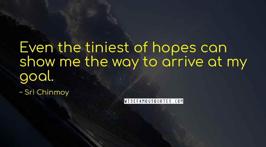 Sri Chinmoy quotes: Even the tiniest of hopes can show me the way to arrive at my goal.