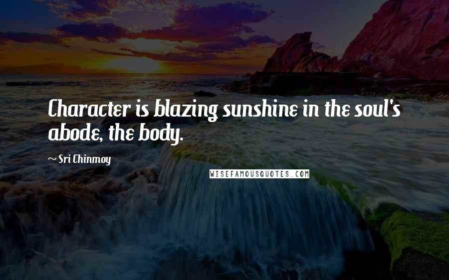 Sri Chinmoy quotes: Character is blazing sunshine in the soul's abode, the body.