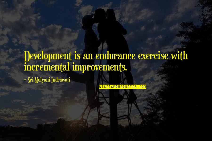 Sri Sri Best Quotes By Sri Mulyani Indrawati: Development is an endurance exercise with incremental improvements. Sri Sri Best Quotes By Sri Mulyani Indrawati: Development is an endurance exercise with incremental improvements.