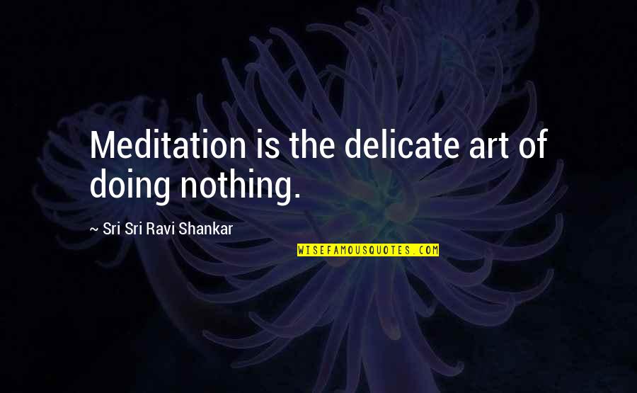 Sri Sri Ravi Quotes By Sri Sri Ravi Shankar: Meditation is the delicate art of doing nothing.